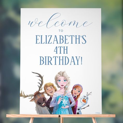 Disney's Frozen Birthday Welcome Acrylic Sign Beloved Movie, Disney Frozen Birthday, Frozen Themed Birthday Party, Disney Princess Birthday, Frozen Birthday, Acrylic Sign, Princess Birthday, Create Sign, Party Signs