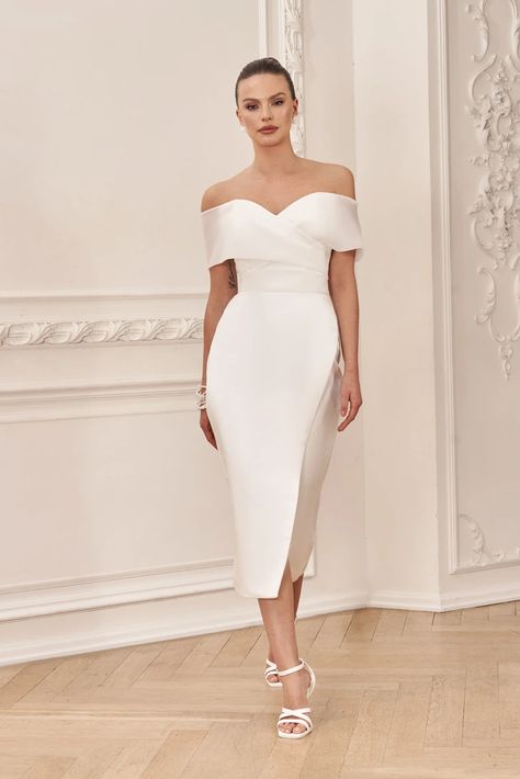 84.46US $ 23% OFF|vestidos de novia Short Wedding Dress Simple Satin Ankle Length For Women Sheath Off The Shoulder Civil Satin Customize To Measu| |   - AliExpress Simple Wedding Dress Short, Beach Bridal Gown, Tulip Skirt, Women Wedding Guest Dresses, Vegas Wedding, Short Wedding Dress, Refashion Clothes, Wedding Dresses Simple, Ankle Length