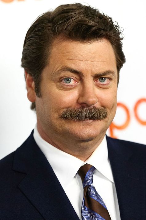 Nick Offerman Best Mustaches, Cool Mustaches, Beard And Mustache Styles, Retro Movies, Nick Offerman, Mustache Styles, Beard And Mustache, Anderson Cooper, Face Face