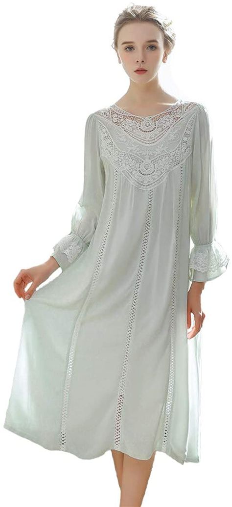 L&H Women's Vintage Victorian Sleepwear Long Sleeve Sheer Nightgown Pajamas Nightwear Lounge Dress : Amazon.ca: Clothing, Shoes & Accessories Victorian Sleepwear, Sheer Nightgown, Victorian Nightgown, Cotton Nightwear, Nightgowns For Women, Lounge Dress, Lingerie Dress, Women Nightwear, Vintage Victorian