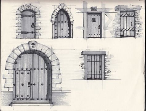 3D OBJECT DESIGN: Environment Ideas Door Drawing, Medieval Door, Object Design, Medieval Houses, Building Concept, Fantasy Props, Architecture Drawing Art, Doors And Windows, 3d Object