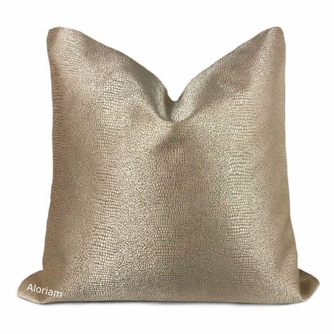 Wyvern Metallic Gold Snakeskin Pillow Cover - Aloriam Pillow Fabric Texture, Gold Pillow Covers, Luxury Pillows, Snakeskin Pattern, Modern Throw Pillows, Gold Pillows, Pillow Texture, Pattern Pillow, Pillow Fabric