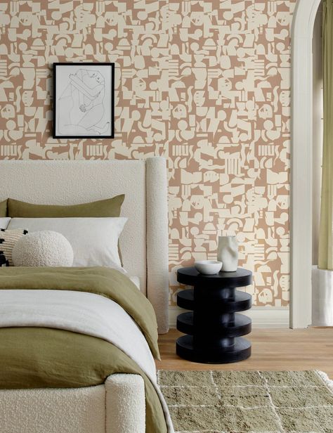 14 Colors That Go Really Well With Tan Soft Geometry, Shapes Wallpaper, Geometric Pattern Wallpaper, Sarah Sherman, Sarah Sherman Samuel, Masculine Bedroom, Wallpaper Interior, Neutral Wallpaper, Wallpaper For Sale