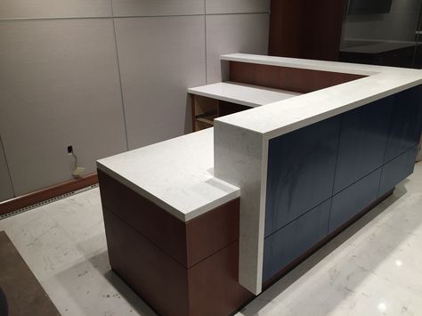 All Quartz reception desk  Viima the marble and granite elite group.. Corner Reception Desk, Cash Counter Design, Office Counter Design, Reception Desk Office Furniture, Architect Ideas, Shop Counter Design, Office Reception Design, Office Reception Area, Dental Office Design Interiors