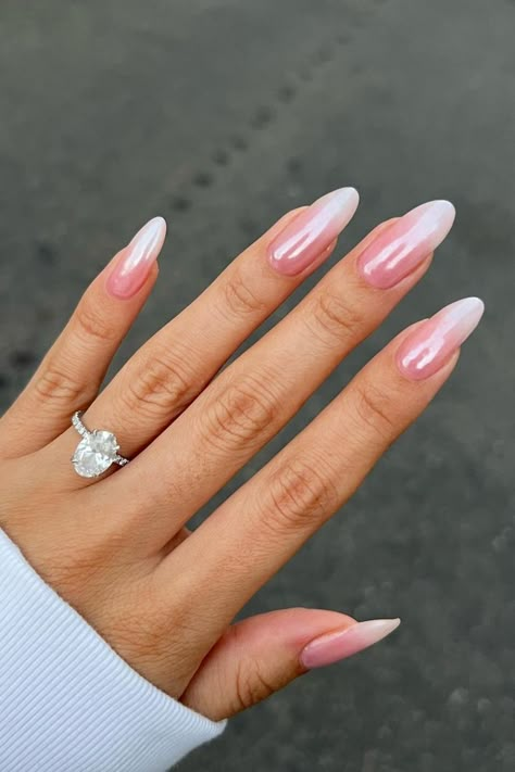 Strawberry Glazed Donut Summer Nails White To Pink Ombre Nails, White To Pink Ombre, Strawberry Glazed Donut, Nails Strawberry, Strawberry Glaze, Pink Ombre Nails, Glazed Donut, Nail Time, Glossier Pink