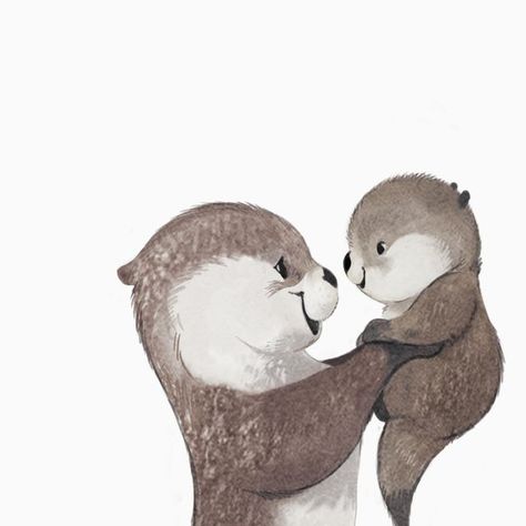 Two Otters Tattoo, White Dog Drawing, Cute Otter Art, Cute Otters Drawing, Take It Day By Day, Otter Drawing, Otter Tattoo, Otter Illustration, Otter Art