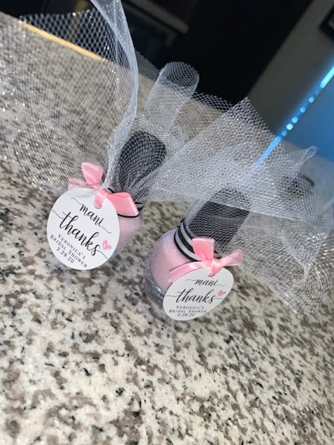 Nail Polish Favors Bridal, Nail Polish Party Favors, Pink And Black Bridal Shower Ideas, Pink Party Favors For Adults, Pink And White Bridal Shower Ideas, Barbie Bridal Shower Ideas, 50 Shades Of Pink Party Ideas, Pink Bridal Shower Decor, Pink Bridal Shower Ideas