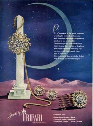 TRIFARI 1947 Jewelry Advertisement, Jewellery Advertising, Magazine Advert, 1960s Jewelry, Jewelry Magazine, Trifari Jewelry, Book Pieces, Jewelry Ads, Vintage Trifari