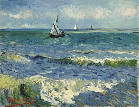 Vincent van Gogh - Seascape near Les Saintes-Maries-de-la-Mer [1888] | Flickr - Photo Sharing! Vincent Willem Van Gogh, Sea Pictures, Vincent Van Gogh Art, Vincent Van Gogh Paintings, Arte Van Gogh, Van Gogh Museum, Tainan, Art Van, Van Gogh Paintings