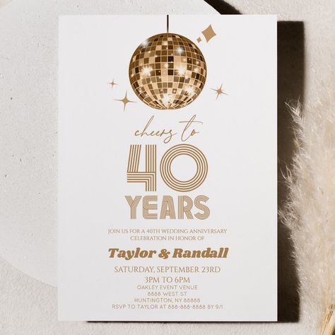 Anniversary Party Themes, 10th Wedding Anniversary Party, 60th Wedding Anniversary Party, Gold Disco Ball, 15 Year Wedding Anniversary, 50th Year Wedding Anniversary, Wedding Anniversary Party Invitations, 25th Wedding Anniversary Party, 10th Anniversary Party