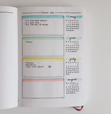 Future Log Ideas for Bullet Journaling Bullet Journal Future Log Layout, Future Log Ideas, Future Log Bullet Journal, Logs Ideas, Log Ideas, Weekly Log, How To Bullet Journal, Notes Taking, Bullet Journal Minimalist