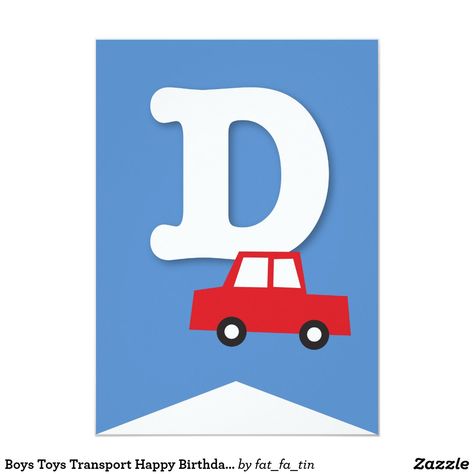 Boys Toys Transport Happy Birthday Party Banner Invitation Invitation Card Design Birthday, Toy Drive, Letter Banner, Design Birthday, Birthday Party Invites, Car Birthday, Photo Collages, Birthday Party Banner, Boys Toys