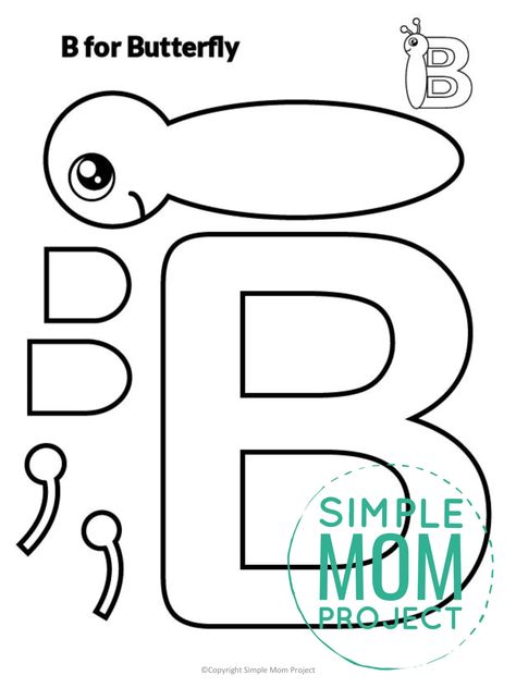 B For Butterfly, Letter B Craft, Preschool Letter B, B Craft, Letter B Activities, Preschool Letter Crafts, Letter B Worksheets, Printable Butterfly, Abc Crafts