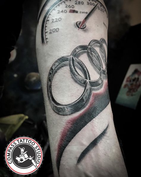 Photo by (auditurkiye) on Instagram | #audi #audisline #tattoo #art #lifestyle #cars #speedometer #blackandred #tattoos #tattooart #tattooideas #getinked #audilove #like4like #likeforlike #likeforfollow #tbilisi #georgia Audi Tattoo, Pin Up Tattoo, Fan Tattoo, 13 Tattoos, Audi S3, Car Tattoos, Pin Up Tattoos, Up Tattoo, Art Lifestyle