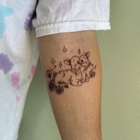 Two headed calf for Faith! #illustrativetattoos #stippletattoo #stippleshading #atltattooartist #atltattoos #atltattoo #atlantatattooartist… | Instagram Baby Calf Tattoo, Upper Calf Tattoo, Double Headed Calf Tattoo, Two Headed Tattoo, 2 Headed Calf Tattoo, Two Headed Calf Drawing, 2 Headed Calf, Thigh Tattoos Women Plus Size, Tattoos Of Animals