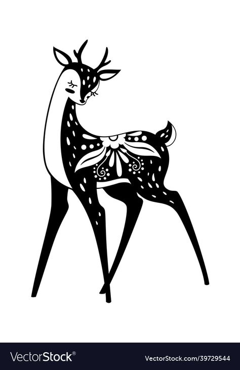 Forest Vector, Forest Graphic, Deer Vector, Folk Decor, Deer Forest, Deer Illustration, Deer Baby, Baby Black, Forest Animal