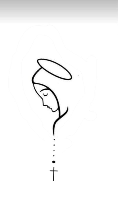 Virgin Mary Easy Drawing, Catholic Drawings Easy, Small Mexican Tattoo, Catholic Drawings, Small Catholic Tattoos, Rosary Drawing, Catholic Tattoos, Virgin Mary Tattoo, Mexican Tattoo