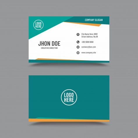 Turquoise Business Cards, Visiting Card, Company Slogans, Visiting Cards, Graphic Design Inspiration, Business Card Design, Creative Director, Premium Vector, Business Card