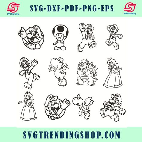 Gamer Backgrounds, Super Mario Svg, Super Mario Characters, Mario Svg, Mushroom Svg, Mario Tattoo, Mario Game, Cricut Decals, Game Svg