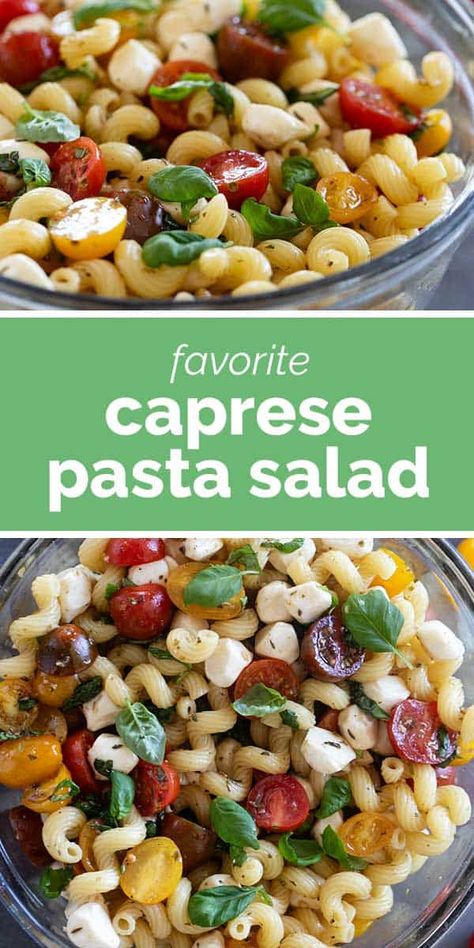 Fresh and light, this Caprese Pasta Salad is the perfect summer salad! Filled with fresh tomatoes and basil and flavored with a simple balsamic vinaigrette, this side salad is perfect for summer nights or a backyard bbq. Caprese Pasta Salad Recipes, Spring Pasta Salad, Spring Pasta, Caprese Pasta Salad, Caprese Pasta, Salad Meal Prep, Salad Pasta, Juicy Tomatoes, Pasta Salad Recipes