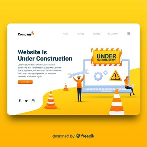 Construction Landing Page, Under Construction Website, Construction Signs, Metal Workshop, Landing Page Template, Website Maintenance, Website Banner, Software Update, Business Technology