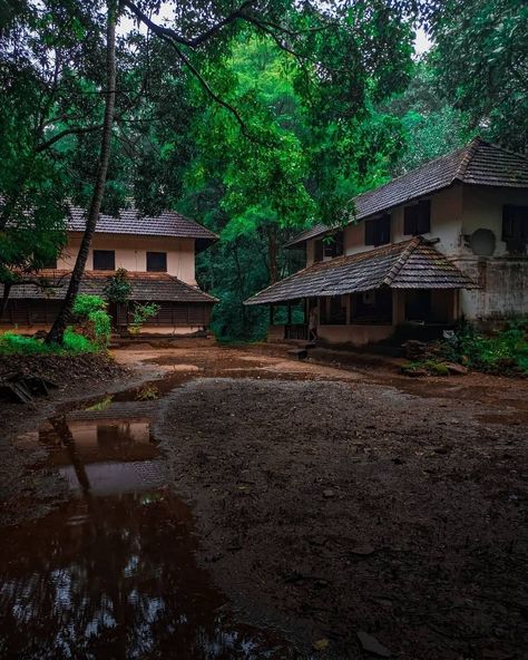 Farmhouse India, India Aesthetic, Kerala Traditional House, Kerala Travel, Modern Tropical House, Commercial Design Exterior, Indian Temple Architecture, Courtyard Gardens Design, Kerala House Design