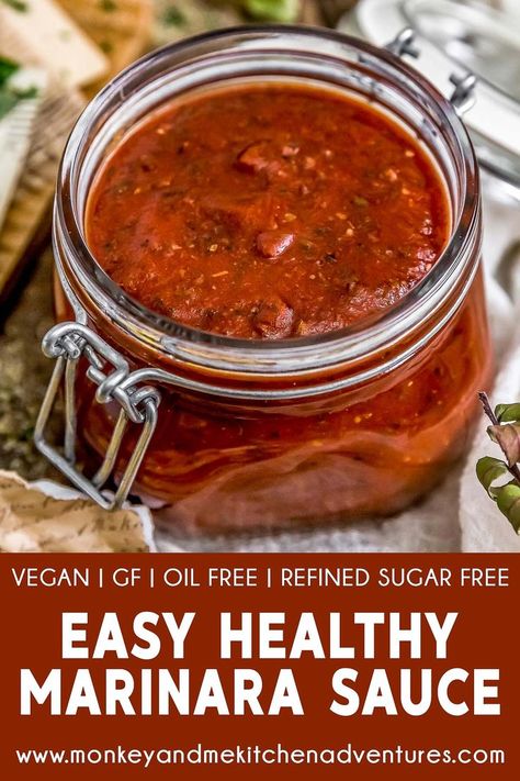 Healthy Marinara Sauce, Monkey And Me Kitchen Adventures, Monkey And Me, Easy Marinara Sauce, Vegan Dips, Cooking Vegan, Oil Free Vegan Recipes, Wfpb Recipes, Plant Based Whole Foods