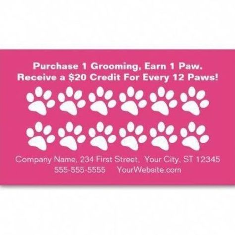 Customer Loyalty Cards, Grooming Ideas, Puppy Palace, Loyalty Card Template, Grooming Business, Dog Grooming Shop, Customer Card, Dog Grooming Salons, Dog Hotel