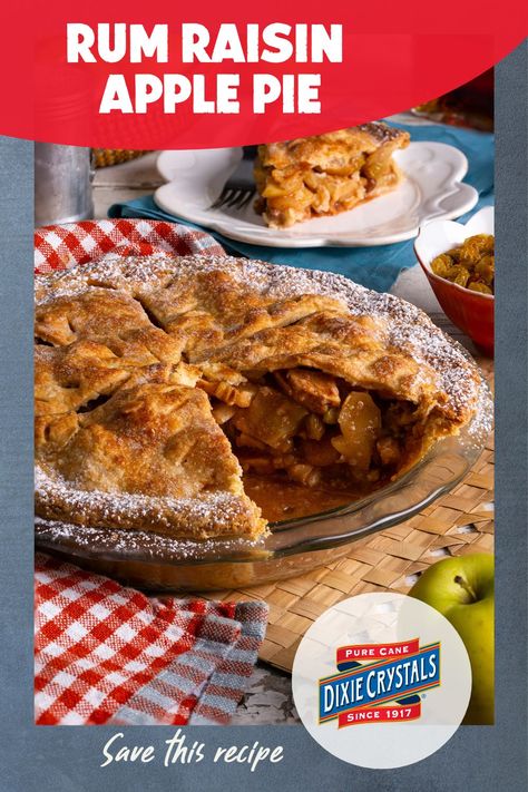 A classic Apple Pie gets an upgrade in this Rum Raisin Apple Pie. Even if you are not a raisin fan, this pie might just change your mind. If you do not have rum on hand, brandy or cognac will also provide a delicious result. Don’t forget the vanilla ice cream! Salted Caramel Macaroons, Turkey Cheese Ball, Raisin Pie, Classic Apple Pie, Apple Pie Recipe, Fruit Dessert Recipes, Good Pie, Rum Raisin, Pie Tart