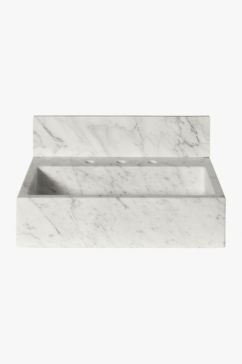 Bath | Waterworks | Waterworks Poolhouse Bathroom, Floating Marble Sink, Bathroom Sink Marble, Tiny Bath, Arabescato Marble, Lavatory Sink, Marble Sink, Pedestal Sinks, Marble Sinks