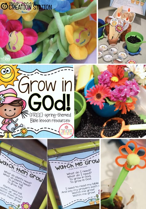 Grow in God: A Spring Bible Lesson - Mrs. Jones Creation Station Toddler Bible Lessons, Sunday Ideas, Toddler Bible, Kids Church Lessons, Spring Lessons, Preschool Bible Lessons, Christian Preschool, Kids Sunday School Lessons, Sunday School Crafts For Kids