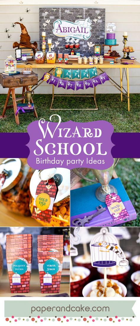 Shop our Wizard School Party theme! The original place for Printable party designs. Invitations and party decorations for every occasion. School Birthday Party Ideas, Wizard Activities, School Birthday Party, Polyjuice Potion, Wizard School, Fish House, School Birthday, School Party, Printable Party