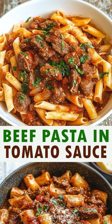 🍝 Craving a quick and delicious meal? Try this Beef Pasta in Tomato Sauce recipe! 🍅 Perfect for busy weeknights, this hearty dish combines tender ground beef, savory tomato sauce, and al dente pasta for a family favorite that everyone will love. 👉 Try it now and enjoy a taste of Italy at home! Click to get the full recipe and save it for later. #BeefPasta #TomatoSauce #EasyDinner #ComfortFood #QuickRecipes #PastaLovers Pasta Recipes Tomato Sauce, Pasta Recipes Tomato, Pasta In Tomato Sauce, Ground Beef Spaghetti Sauce, Ground Beef Pasta Recipes, Cheesy Pasta Recipes, Beef Pasta Recipes, Penne Pasta Recipes, Ground Beef Pasta