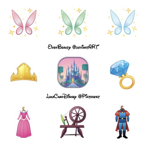 Disney Symbols, David Gilson, Disney Emojis, Cute Dishes, Flamingo Balloons, Sleeping Beauty Ballet, Kawaii Heart, Disney Room Decor, Disney Stickers