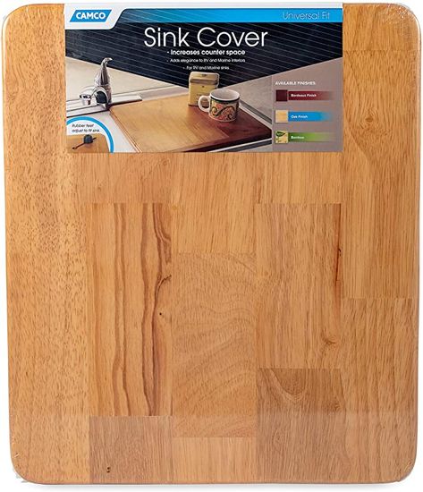 Amazon.com: Camco Oak Accents RV Sink Cover- Adds Additional Counter and Cooking Space in Your Camper or RV Kitchen - Oak Wood Finish (43431): Automotive Stovetop Cover, Rv Gadgets, Kitchenette Ideas, Rv Sink, Extra Counter Space, Dream Camper, Metal Steps, Sink Cover, Stove Top Cover