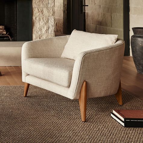 Delray Chair | West Elm Chair Furniture Design, West Elm Sofa, Upholstered Chairs Fabric, Home Lounge, Lounge Chairs Living Room, Study Furniture, Chair Furniture, Modern Lounge Chairs, Upholstered Fabric