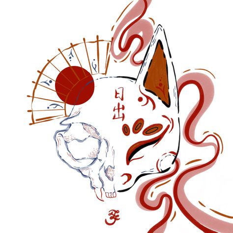 Japanese mask digital art 
Japanese mask 
Japanese mask drawing 
Cat skull digital art 
Cat skull drawing Japanese Cat Mask Drawing, Japanese Cat Mask Tattoo, Cat Mask Drawing, Japanese Cat Mask, Kitsune Mask Tattoo, Skull Digital Art, Windbreaker Design, Umbrella Drawing, Small Chest Tattoos