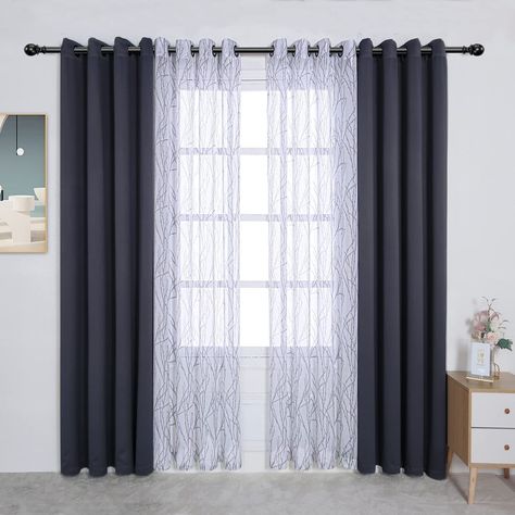 Navy Blue Curtains Dining Room, Mix And Match Curtains Ideas, Luxury Curtains Bedroom, Mix And Match Curtains, Blue And White Curtains, Curtains For Bedroom, Dream Office, Sheer Curtain Panels, Ideas Casa