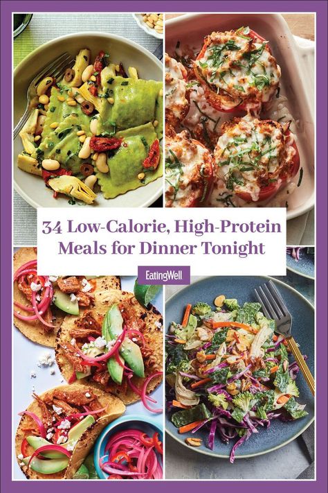 34 Low-Calorie, High-Protein Meals for Dinner Tonight High Protein Recipes Dinner, Protein Dinner Recipes, Low Calorie Recipes Dinner, Low Calorie High Protein, High Protein Meals, High Protein Dinner, Protein Dinner, Healthy Diets, Low Calorie Dinners