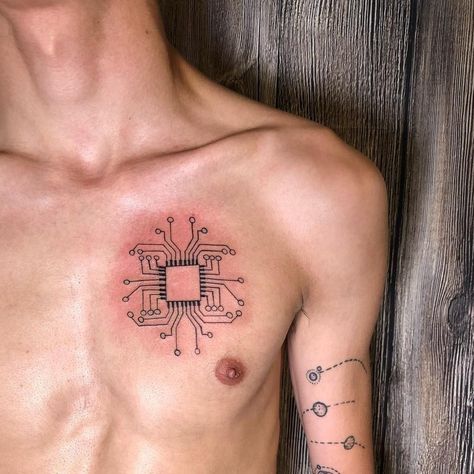 Circuit Board Tattoo, Pc Tattoo, Computer Tattoo, Geek Tattoos, Games Tattoo, Electronic Tattoo, Tech Tattoo, Science Tattoo, Cyberpunk Tattoo