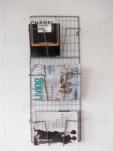 Industrial Magazine Rack - Ideas on Foter Small Industrial Bedroom, Dental Office Waiting Room, Urban Industrial Bedroom, Wall Magazine Holder, Newspaper Letters, Art Deco Lounge, Newspaper Rack, Magazine Display, Wooden Magazine Rack