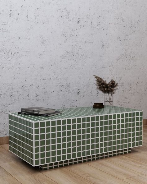 Tile Table Ceramic Tile Furniture, Tiled Tv Stand, Green Tile Table, Tiled Kitchen Table, Tiled Sideboard, Tile Table Top Diy, Tiled Dresser, Tile Table Diy, Tile Dresser