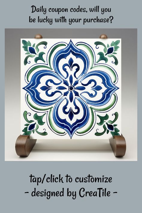 Sicilian Garden Watercolor Blue Green Ceramic Tile - tap to personalize and get yours #CeramicTile #italian #garden #tile #print, #sicilian Sicilian Garden, Italian Prints, Green Ceramic Tile, Sicilian Decor, Portugal Tiles, Emerald Green Wall, Blue Green Tile, Italian Tiles Pattern, Italian Pattern