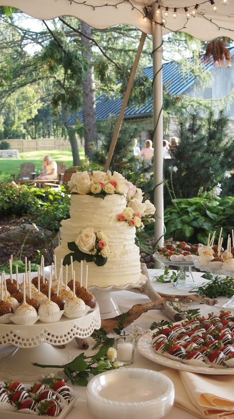 Garden Wedding Dessert Table Ideas, Cottagecore Dessert Table, Garden Wedding Dessert Table, Enchanted Garden Desserts, Vintage Wedding Dessert Table, Garden Party Wedding Cake, Secret Garden Dessert Table, Cottagecore Wedding Cake Mushroom, Wedding Cake And Dessert Table