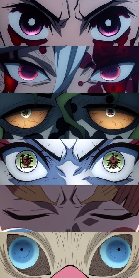 Demon Slayer Ball Demon, Douma Eyes, Tanjiro Eyes, Demon Slayer Eyes, Manga Demonslayer, Inosuke Demon Slayer, Slayer Tattoo, Naruto Painting, Inosuke Hashibira