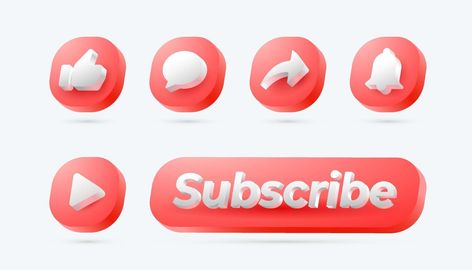 3d Subscribe Button, Subscribe Button, 3d Icons, Like Comment Share, Button Design, Infographic Design, Icon Set, Vector Art, Vector Free