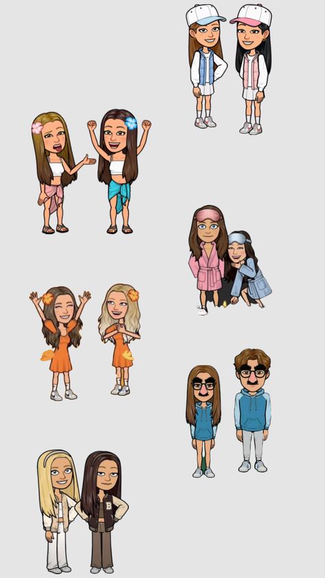 Matching Bitmojis Snapchat, Snapchat People, Matching Bitmojis, Cute Snaps Ideas, Pretty Bitmoji Ideas, Big Emoji, Bitmoji Outfits Baddie, Snapchat Best Friends, Cute Snapchat Bitmoji Ideas