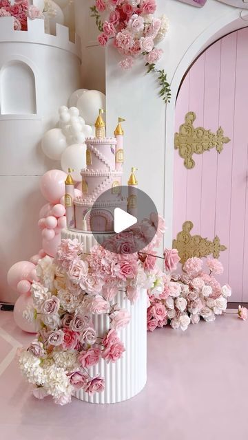 MODERN EVENT DECOR & BALLOONS on Instagram: "Once upon a time there was a sweet princess named Antonella, and she celebrated her birthday in the most magical way, like only a true princess would ✨🩷
.
.
Event styling and silk floral | @wowmyparty 
Acrylics | @craftycowlasercuts 
Venue | @domain8208 
Cake | @antonellassweetcake 
Castle rental | @fairylandeventrentals 
Children table | @simplykidspartyrental 
.
.
#houstonpartyplanner #luxuryevents #luxuryeventplanner #luxuryeventplanner #uniqueeventdesigns #houstonpartydecorator #highendevents #houstoneventplanner #houstoneventstylist #houstonevents #eventstyling #eventstylist #theeventcollectivex #princessparty #princessbirthday #princessbirthdayparty #princesses" Once Upon A Time Party Decorations, Once Upon A Time Birthday Cake, Once Upon A Time First Birthday Theme, Princess Centerpiece Ideas, Once Upon A Time Birthday Party, Castle Birthday Decorations, Once Upon A Time Party, Modern Event Decor, Once Upon A Time Birthday