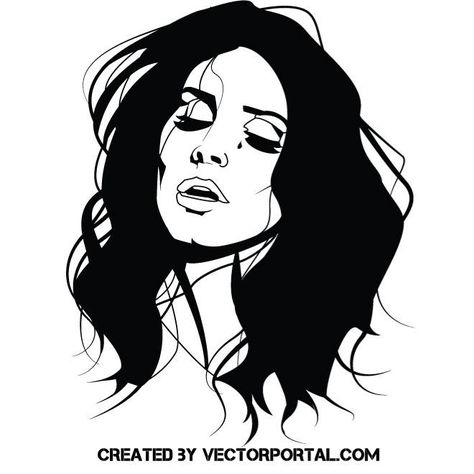 American singer Lana Del Rey Lana Del Rey Stencil, Ldr Tattoo, Lana Del Rey Tattoos, Black And White Clipart, Lana Del Rey Art, Arte Grunge, Free Vector Illustration, Deathstroke, Desenho Tattoo