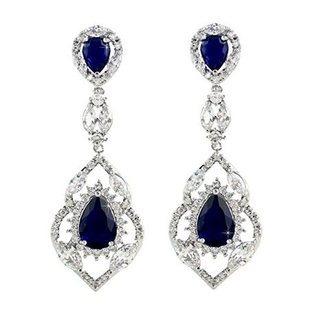 Wedding Earrings | SELOVO Womens Silver Tone Sapphire Color Wedding Teardrop Navy Blue CZ Chandelier Drop Earrings >>> To view further for this item, visit the image link. Teardrop Chandelier, Sapphire Earring, Navy Blue Earrings, Drop Chandelier, Chandelier Vintage, Formal Earrings, Dangle Earrings Silver, Cartilage Earrings Hoop, Color Wedding